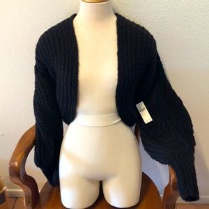 Anthropology black knit sweater shrug sz S